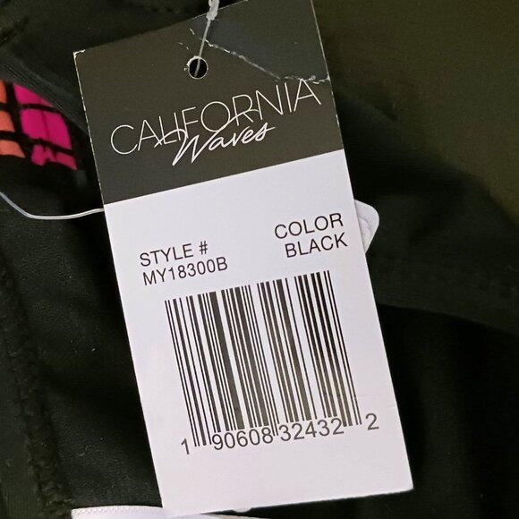 NEW‎ California Waves Hipster Low-Rise Bikini Swim Bottom Black Multi, Size XS - Picture 8 of 10